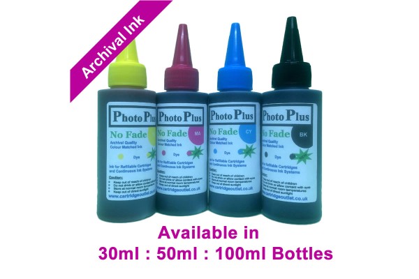 PhotoPlus 4 Colour Archival Dye Ink Set Compatible with Epson printers in 30ml, 50ml & 100ml