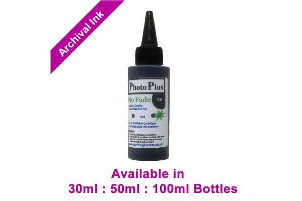 PhotoPlus Black Archival Dye Ink Compatible with Epson printers - 30ml, 50ml & 100ml