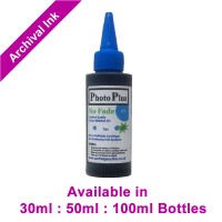 PhotoPlus Cyan Archival Dye Ink Compatible with HP printers - 30ml, 50ml & 100ml.