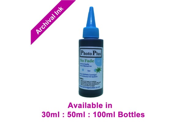 PhotoPlus Light Cyan Archival Dye Ink Compatible with Epson printers - 30ml, 50ml & 100ml