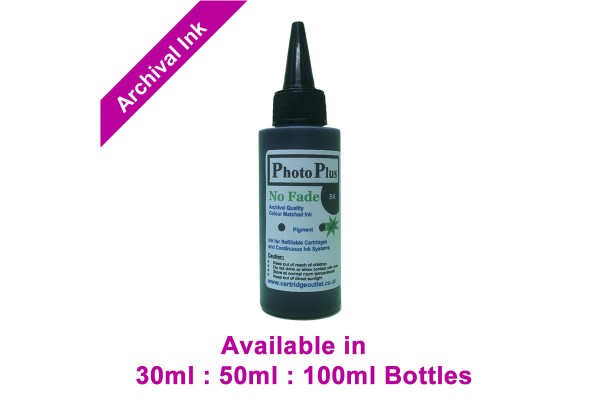 PhotoPlus Black Archival Pigment Ink Compatible with HP printers - 30ml, 50ml & 100ml.