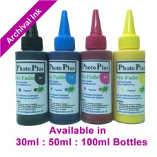 PhotoPlus 4 Colour Archival Pigment Ink Set For HP printers in 30ml, 50ml & 100ml.