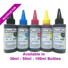 PhotoPlus 5 Colour Archival Dye Pigment Ink Set For HP printers in 30ml, 50ml & 100ml.