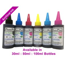 6 Colour PhotoPlus Archival Dye Ink Set Compatible with Epson printers in 30ml, 50ml & 100ml