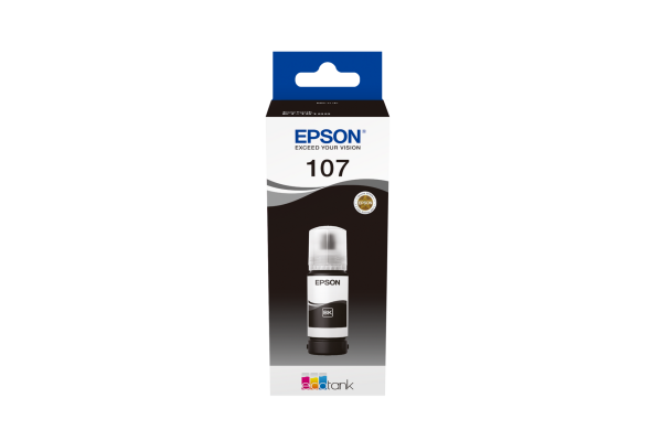A 70ml Bottle of Epson 107 Series Black Ink for ET-18100 Printers.