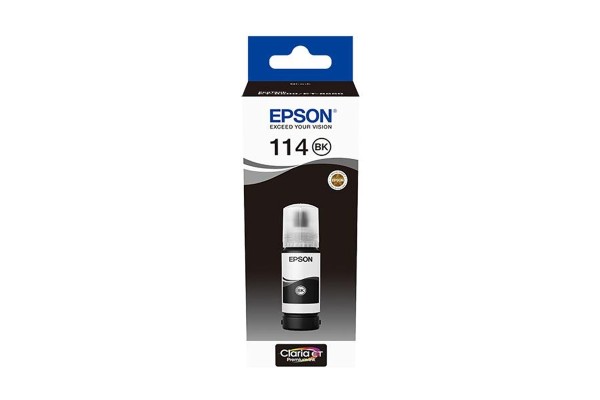 A 70ml Bottle of Epson 114 Series Pigment Black Ink for ET8500 & ET-8550 Printers.