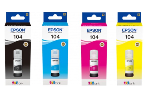 EP-104, 4 Bottle set of Genuine OEM Epson Dye Based Ink.