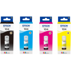 A Set of 4 Bottles of Epson104 Dye Original Ink.