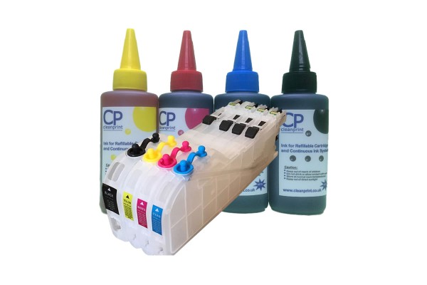 Brother Compatible LC123 Extended Refillable Cartridges with 400ml of Universal Ink.