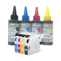 Refillable Cartridge Kit for Brother LC223 Cartridge Set, with 400ml of Archival Ink.