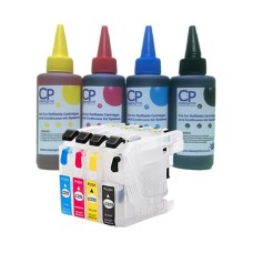 Refillable Cartridge Kit for Brother LC223 Cartridge Set, with 400ml of Universal Ink.