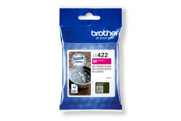 Genuine Standard Capacity Brother LC422 Magenta Ink Cartridge.