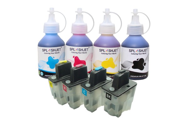 Refillable Cartridge Kit for Brother LC900 Cartridge Set, with 400ml of Specific Ink.