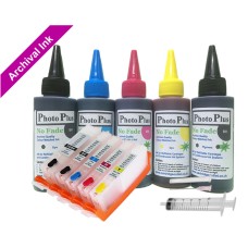 Refillable Cartridge Kit for Canon PGI-550-CLI-551, 5 x Cartridge Set with PhotoPlus Archival Ink - Ink Size Options