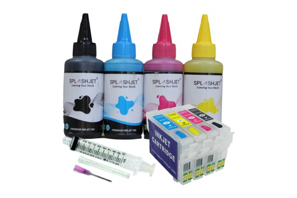 Refillable Cartridge Kit for Epson 502 & 502XL cartridges with SplashJet Brand Ink.