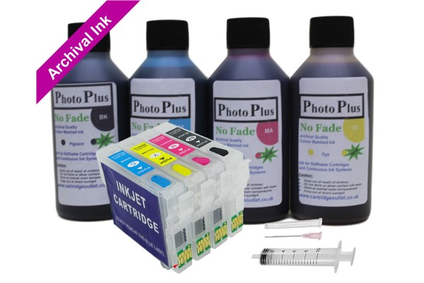 Refillable Cartridge Kit for Epson 502 & 502XL cartridges with PhotoPlus Archival Ink.