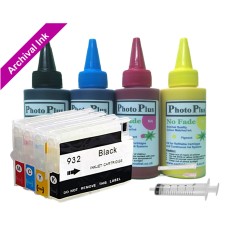 Refillable cartridge Kit for HP 932 - HP 933, 4 cartridge set with PhotoPlus Archival Ink. Refillable cartridge Kit for HP 932 - HP 933, 4 cartridge set with PhotoPlus Archival Ink.
