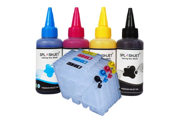 Refillable cartridge kit Compatible with Ricoh GC41 Cartridges with 400ml SplashJet Ink.