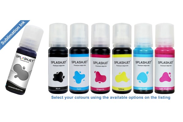 7 Ink Colours of Super-Sub® Sublimation Ink for Epson Ecotainer Printers. Select Colours or Sets.