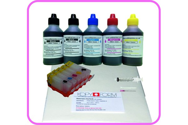 Edible Printer Refillable Cartridge Accessory Kit for Canon PGI-5 , CLI-8 with Wafer Papers.