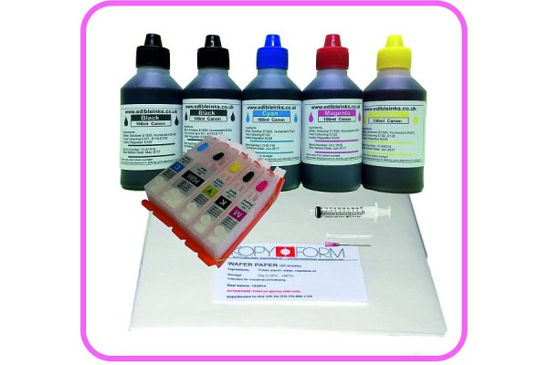 Edible Printer Refillable Cartridge Accessory Kit for Canon PGI-570, CLI-571with Wafer Papers.